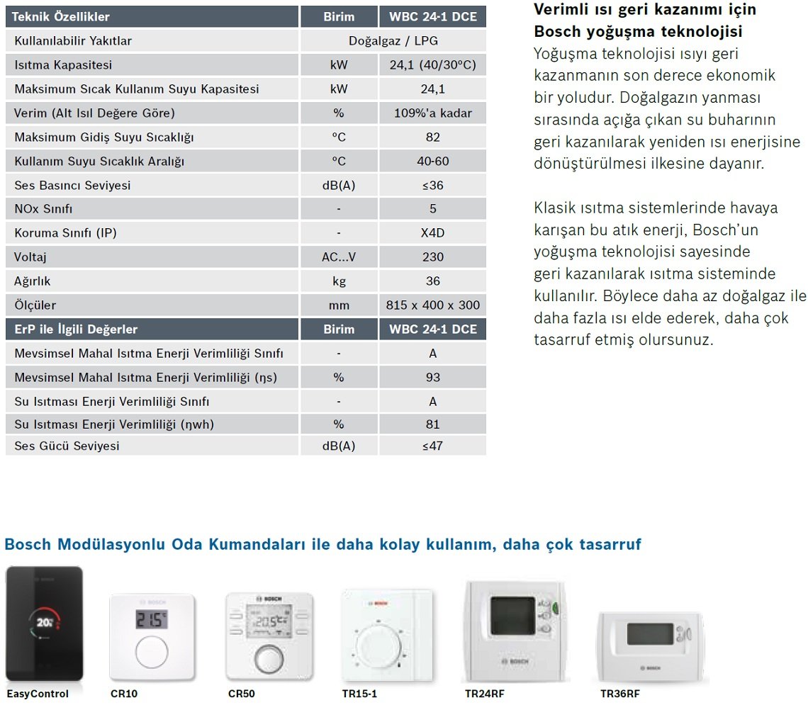 Bosch Condens 2500 W Teknik Özellikler